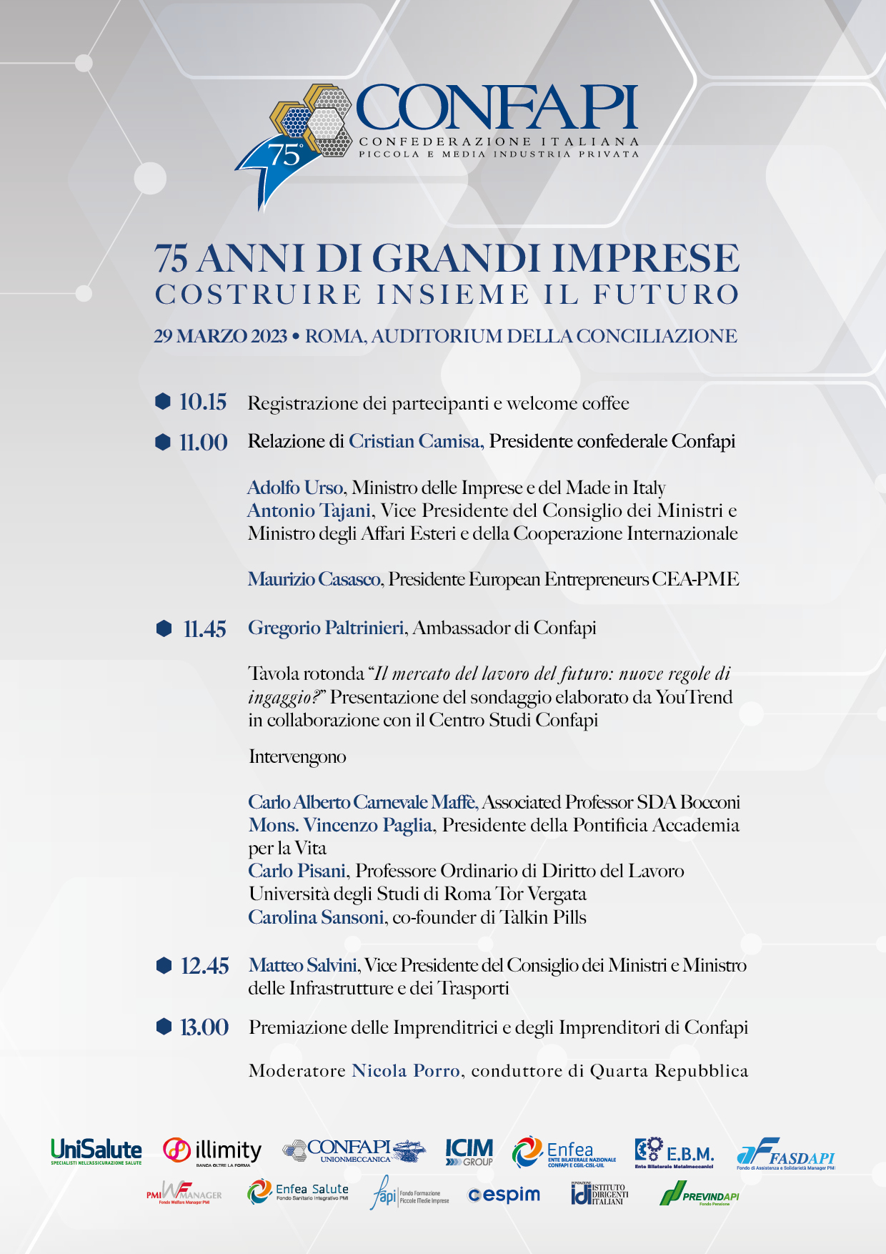 75esimo anniversario Confapi – 29 marzo Roma