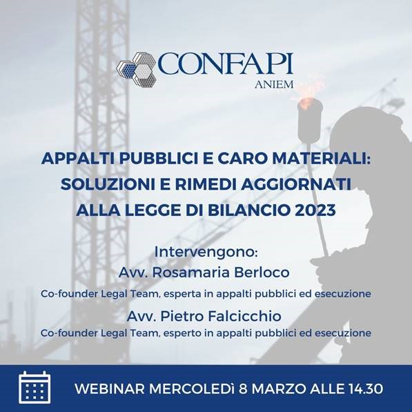 Webinar Confapi Aniem su Caro Materiali – 8 marzo ore 14.30