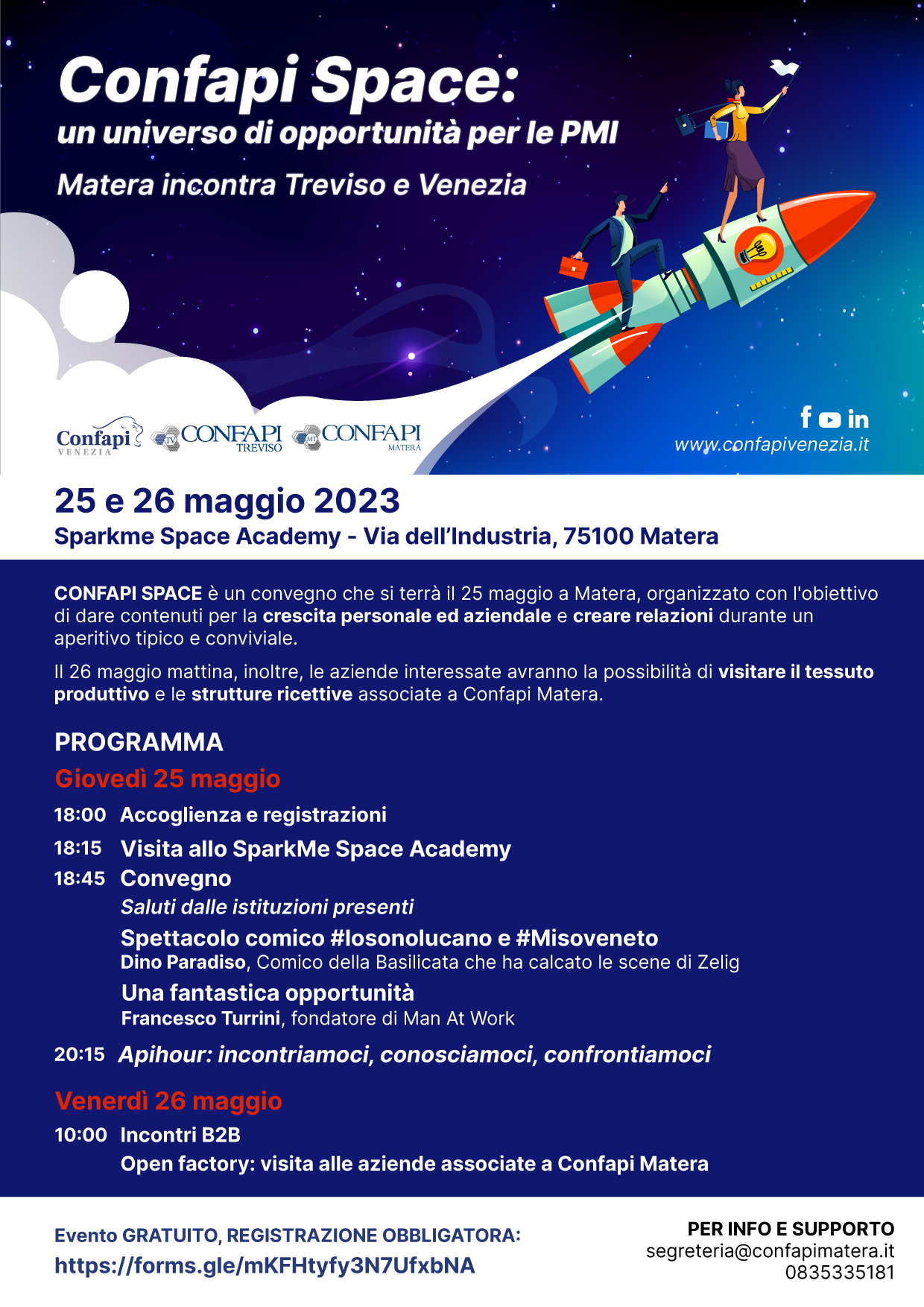 Confapi Space: un universo di opportunità per le PMI – Matera incontra Treviso e Venezia, 25 e 26 maggio 2023
