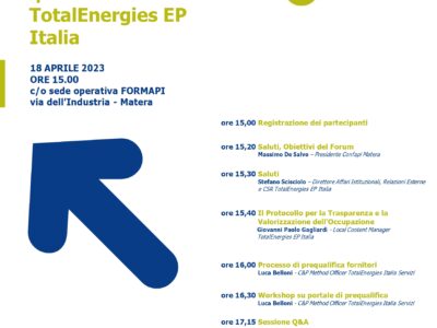 Qualifica dei fornitori di TotalEnergies EP Italia. Seminario tecnico del 18 aprile 2023