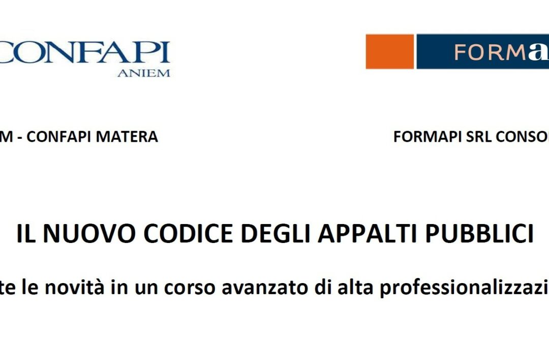 Corso avanzato di alta specializzazione sul nuovo Codice degli Appalti Pubblici