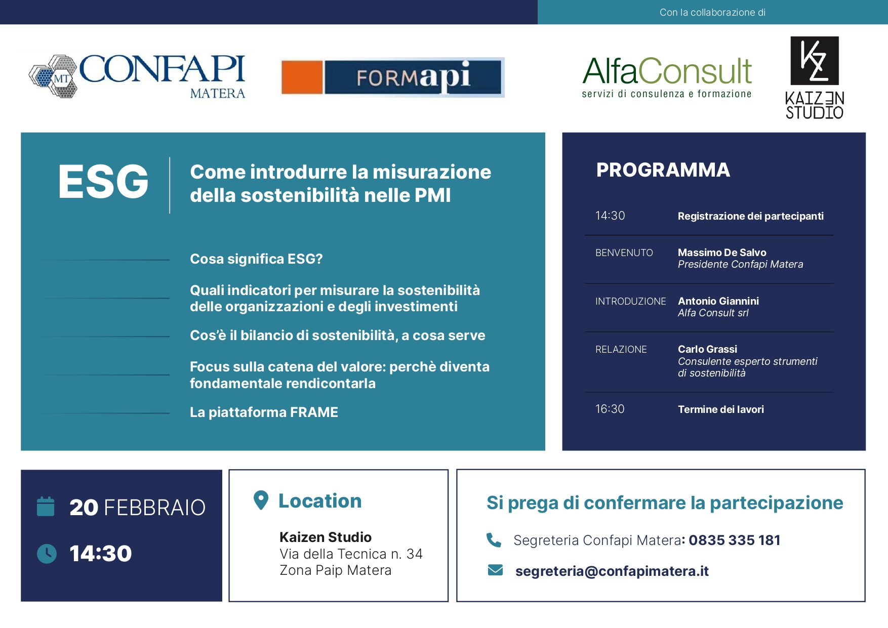 I Seminari di Confapi Matera: ESG – 20 febbraio 2024