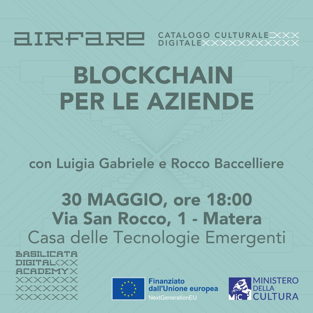 I seminari del progetto AIRFARE – “BLOCKCHAIN PER LE AZIENDE”