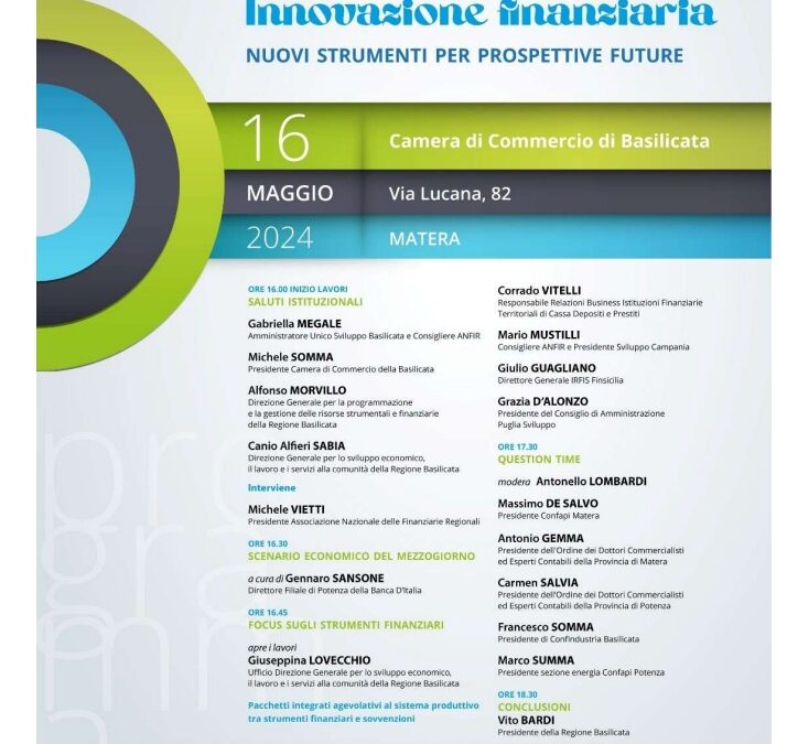 Seminario su “Innovazione finanziaria – nuovi strumenti per prospettive future” – 16 maggio 2024