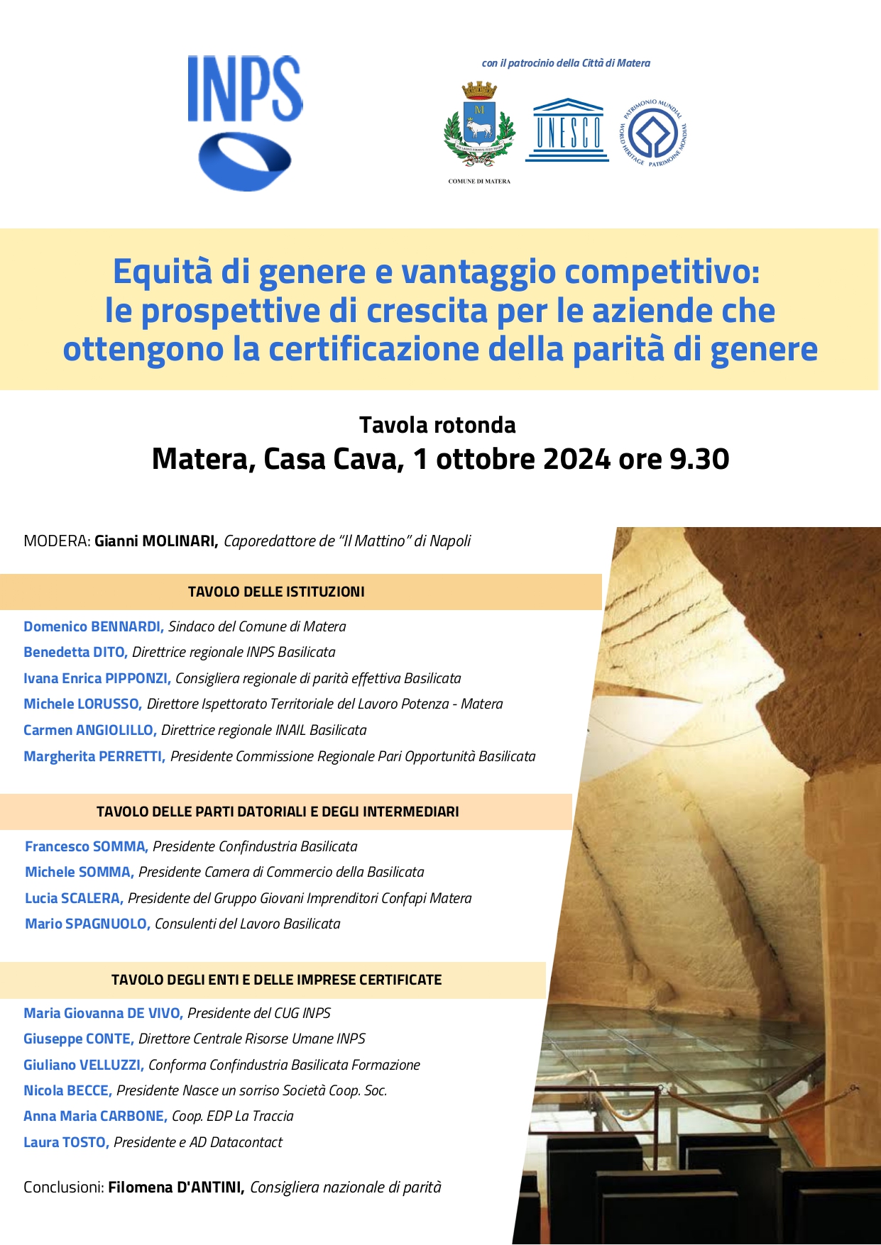 Tavola rotonda su “Equità di genere e vantaggio competitivo: le prospettive di crescita per le aziende che ottengono la certificazione della parità di genere”