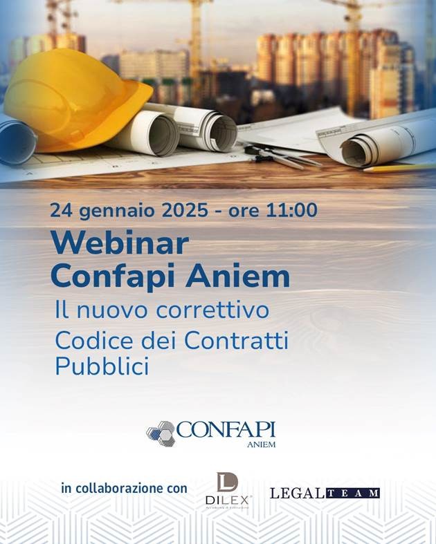 Correttivo Codice Appalti – Webinar Confapi Aniem – 24 gennaio ore 11