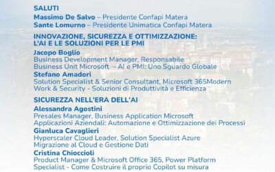 MICROSOFT ITALIA E CONFAPI MATERA: IL 20 FEBBRAIO TAPPA DEL “ROADSHOW SULL’AI PER LE PMI”