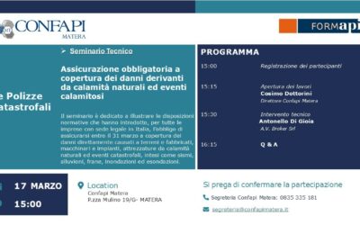Seminario sulle Polizze Catastrofali, lunedì 17 marzo ore 15,00
