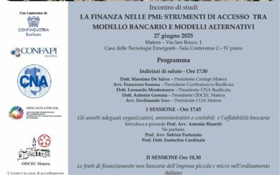 Incontro di Studi: “La Finanza nelle PMI: Strumenti di Accesso tra Modello Bancario e Modelli Alternativi” – 27 giugno ore 17.30