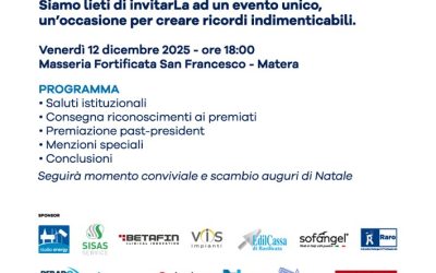 Prima edizione del Premio “Franco Stella” – Il 12 dicembre Confapi premierà personalità che valorizzano e promuovono la Basilicata