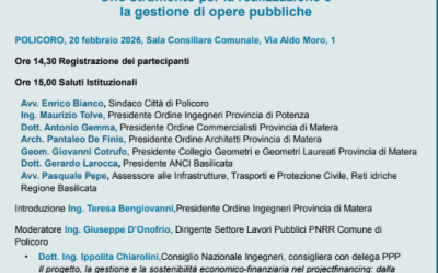 Seminario “La finanza di progetto (PPP): uno strumento per la realizzazione e la gestione di opere pubbliche” – Policoro, 20 febbraio 2026