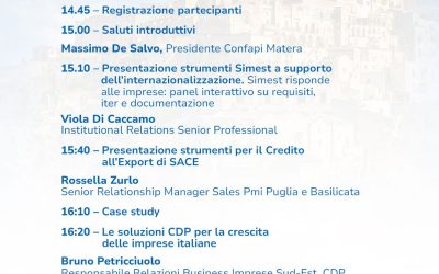Roadshow Confapi – Simest – Sace – CDP: a Matera una tappa del roadshow dedicato all’internazionalizzazione delle imprese