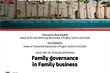 Family Governance, seminario di Confapi Matera e Unicredit – 19 marzo ore 15.30