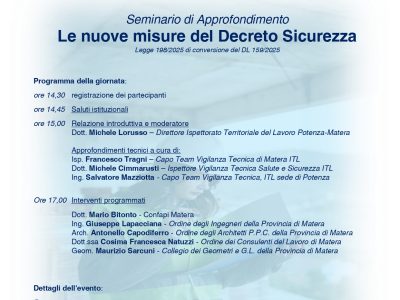 Seminario di approfondimento sulle nuove misure del Decreto Sicurezza