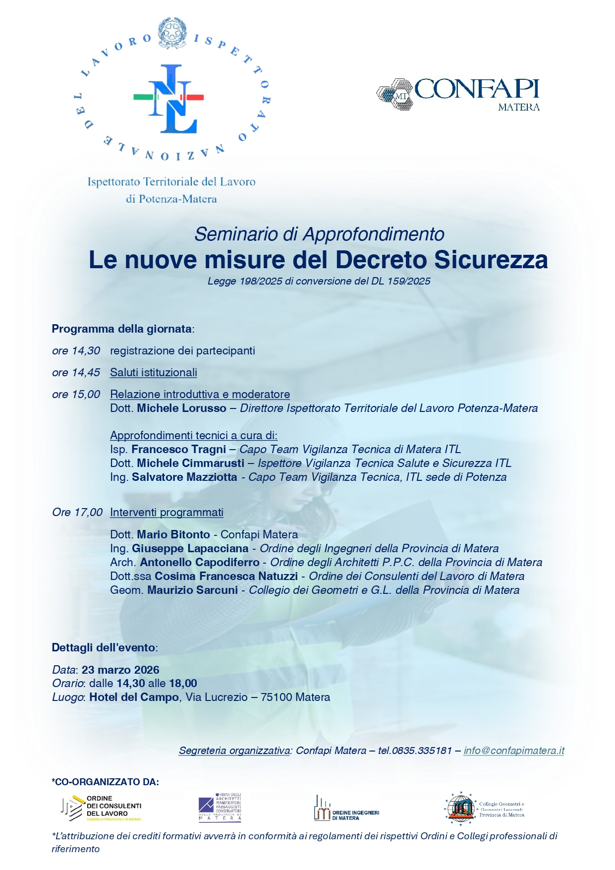 Seminario di approfondimento sulle nuove misure del Decreto Sicurezza