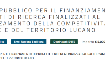 Avviso pubblico regionale per il finanziamento di progetti di ricerca per la competitività delle imprese
