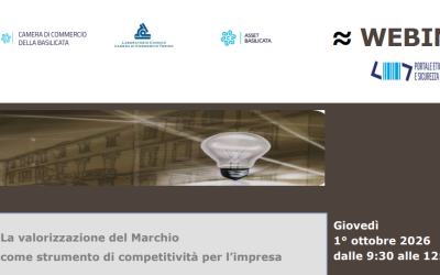 Webinar – La valorizzazione del Marchio come strumento di competitività per l’impresa – 1° ottobre 2026